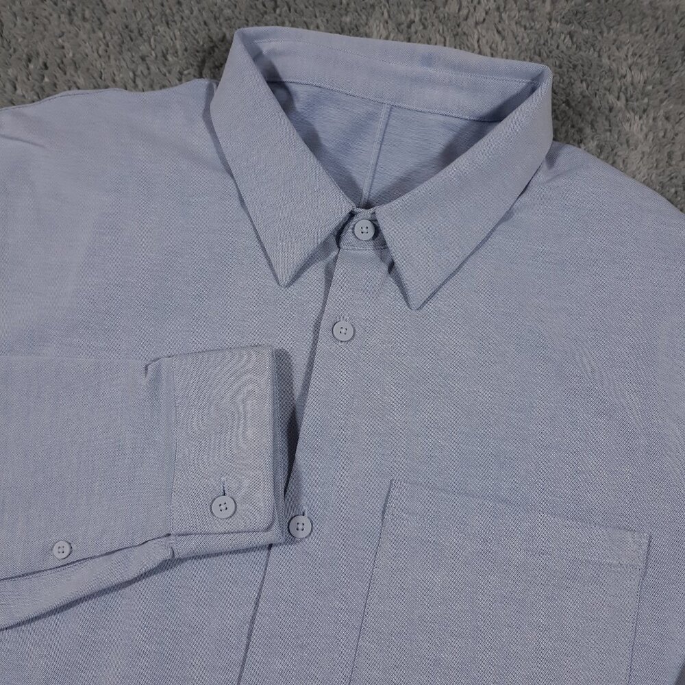 Lululemon Shirt Long Sleeve Button Up Mens XL‎ Slim Fit Blue Performance